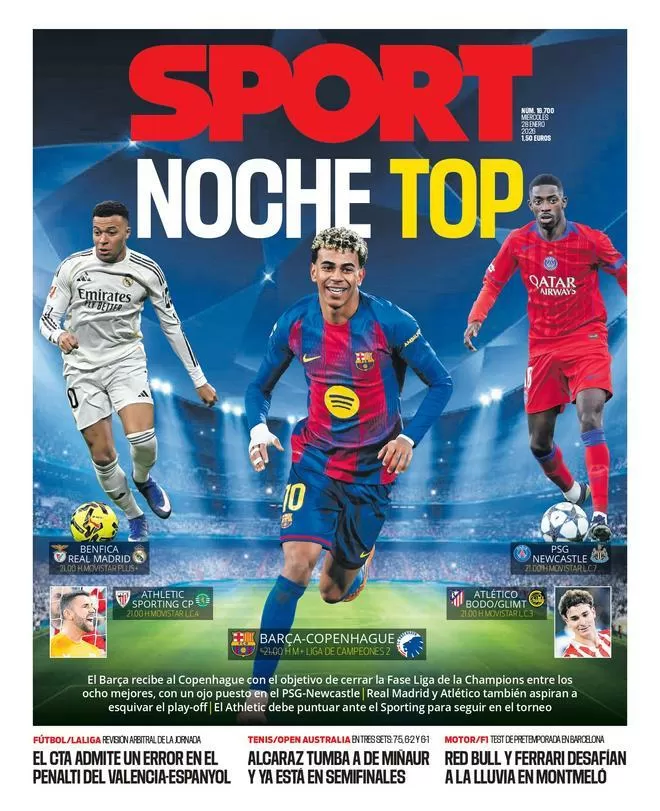 La portada de SPORT de hoy miércoles, 28 de enero de 2026