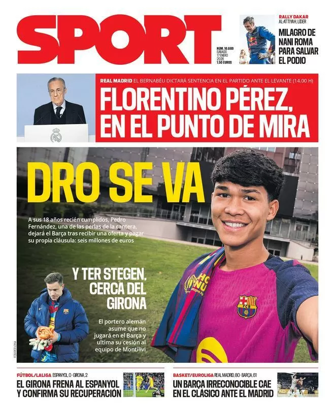 La portada de SPORT de hoy sábado, 17 de enero de 2026