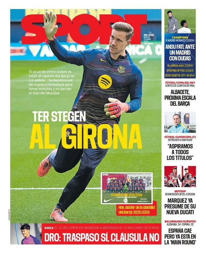La portada de SPORT de hoy martes, 20 de enero de 2026