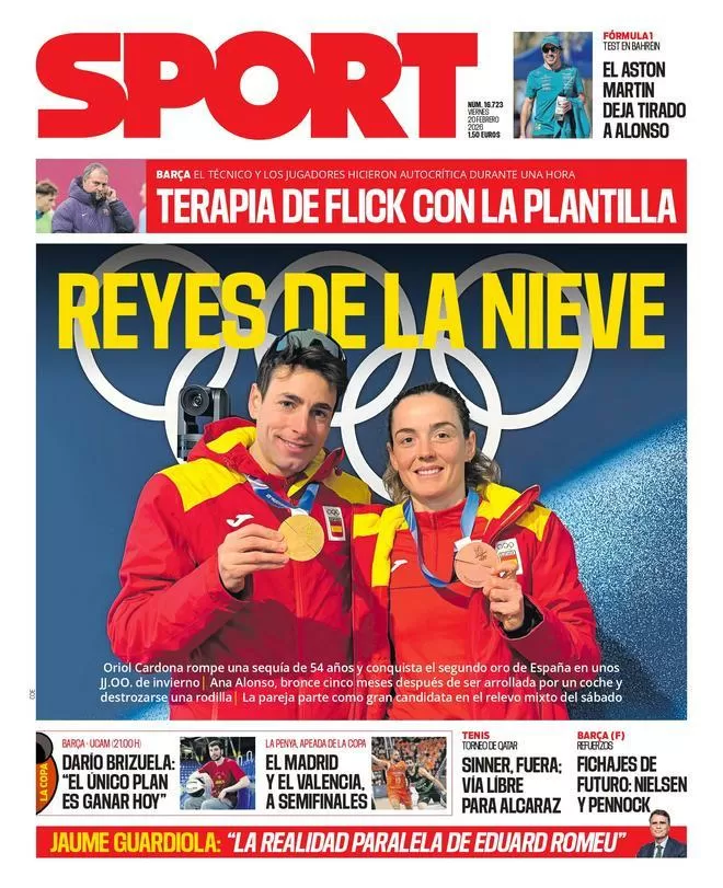La portada SPORT de hoy, viernes 20 de febrero de 2026