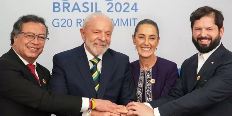 De qué hablaron Sheinbaum y Petro en la cumbre de las principales economías del orbe